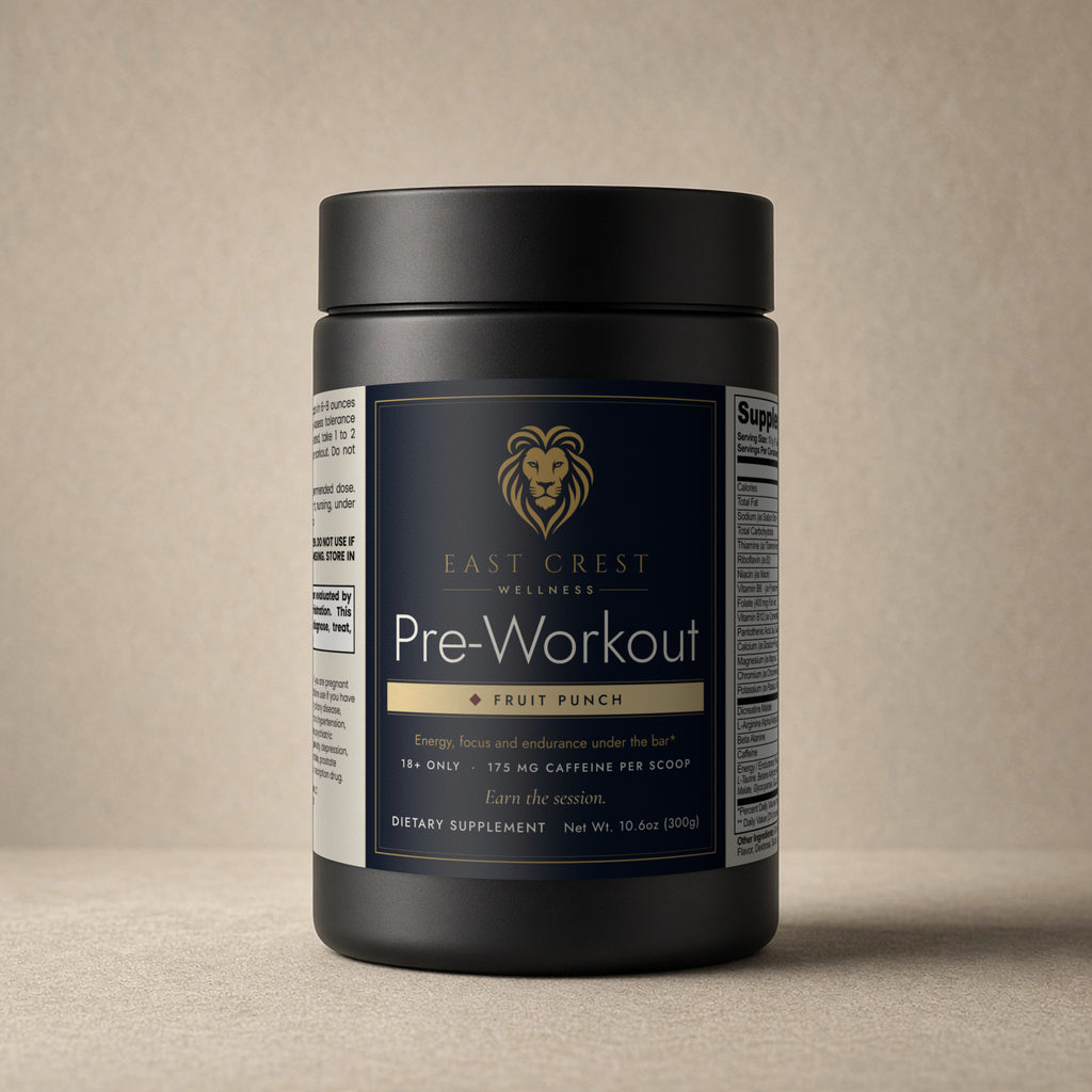 East Crest Wellness Pre-Workout, Fruit Punch, 300 g tub