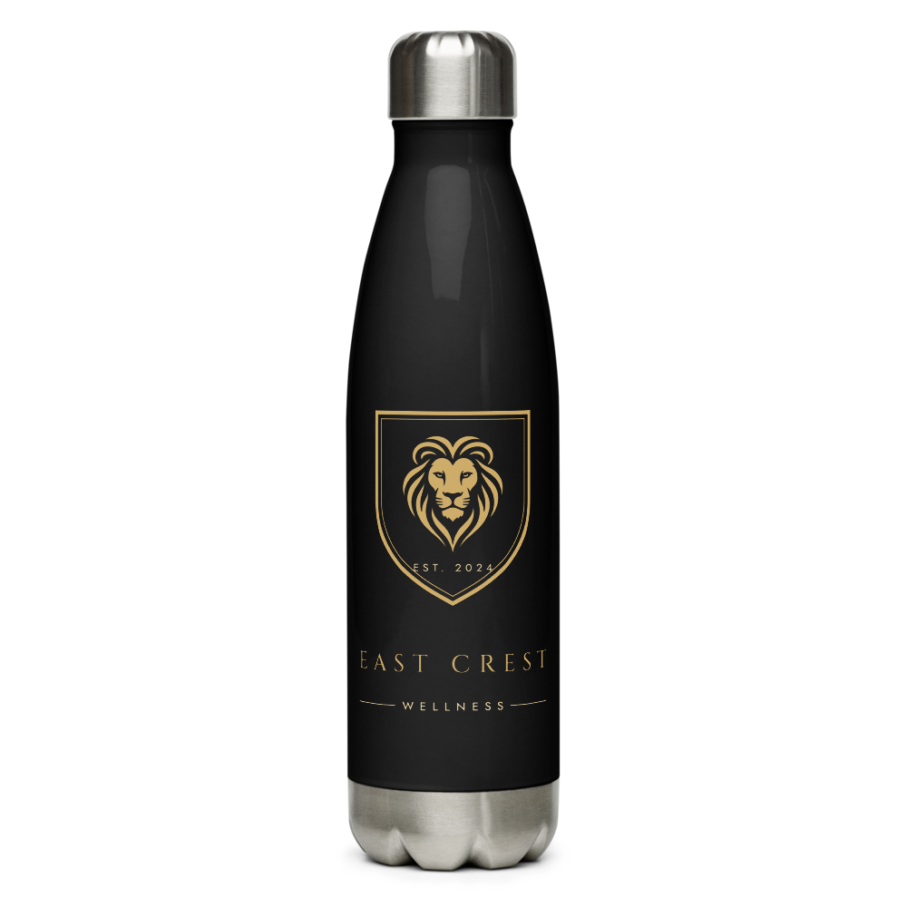 East Crest Statesman Bottle, matte black with gold lion crest