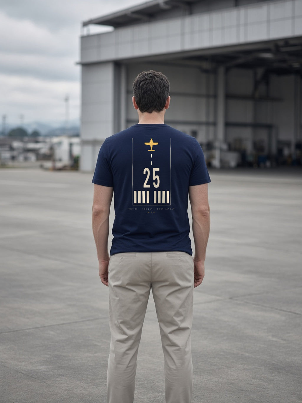 RWY 25 Heavyweight Tee, French Navy, runway back print
