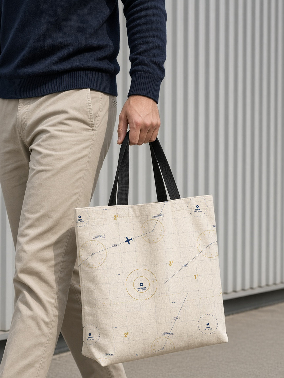 East Hangar Sectional Tote, cream sectional chart all-over print