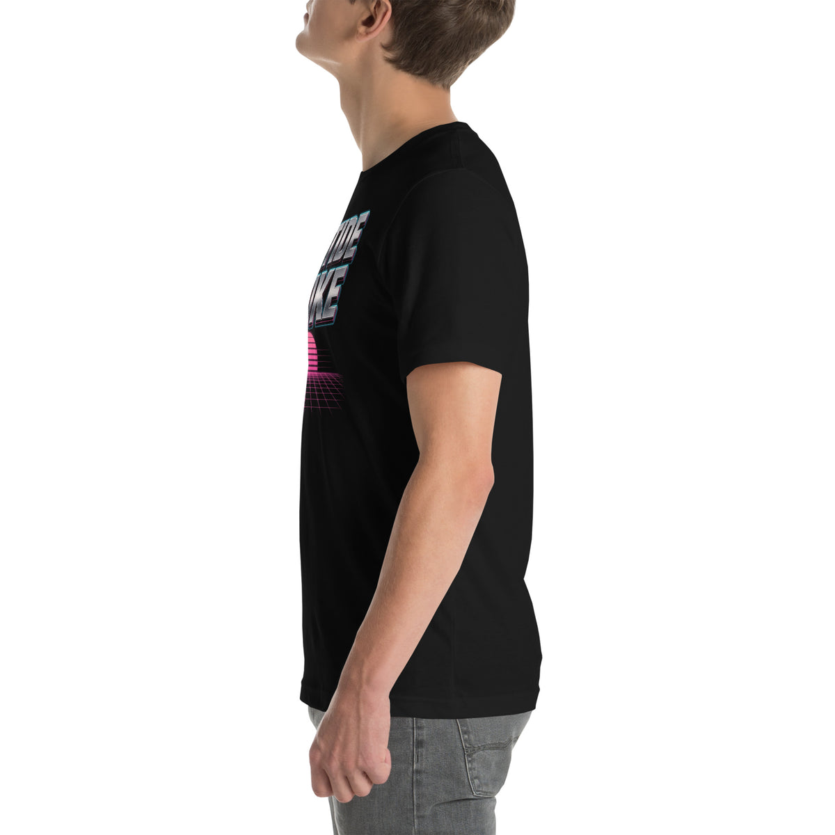 Peptide Mike Tee – 80s Neon, Black, left