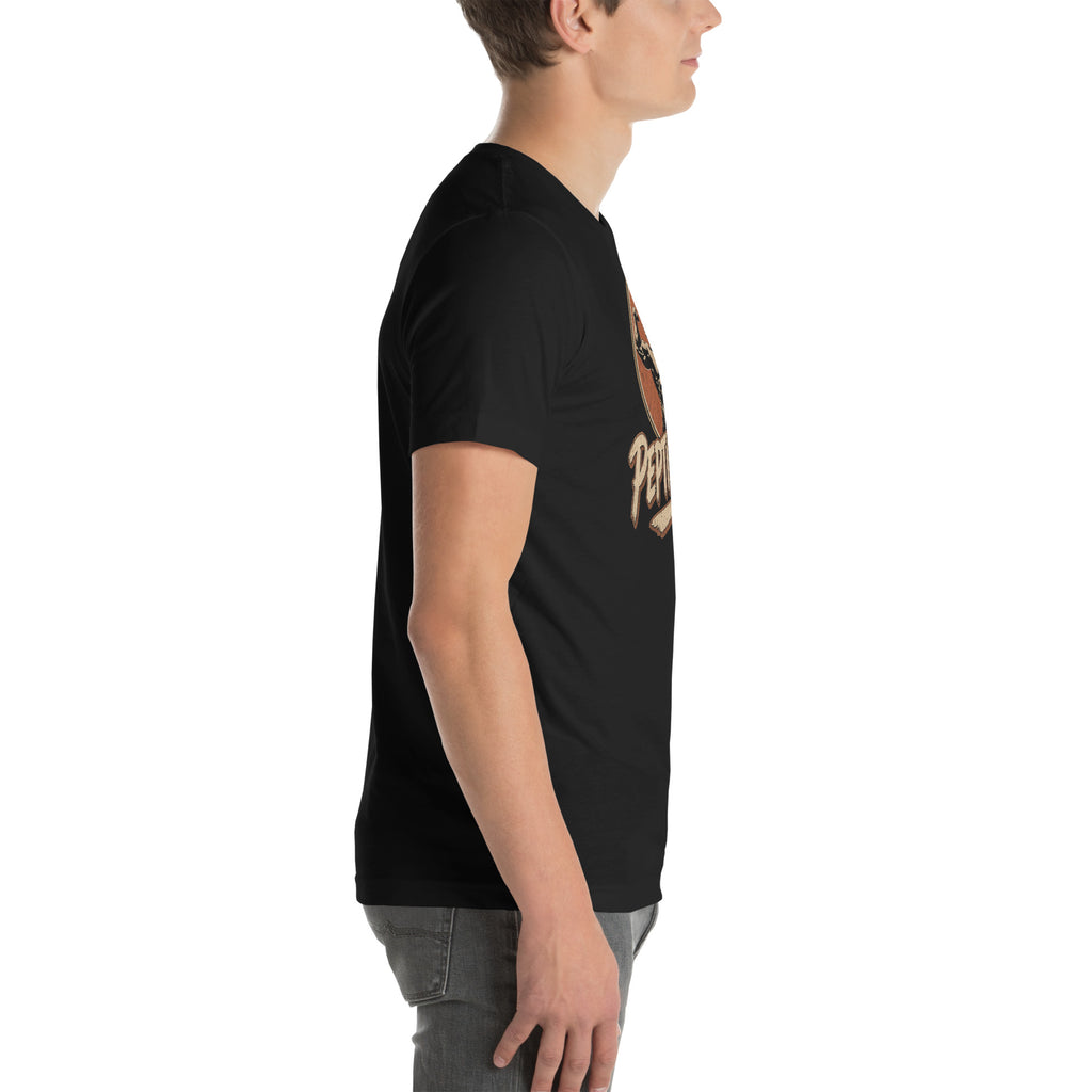 Peptide Mike Tee – Vintage Gym Badge, Black, right