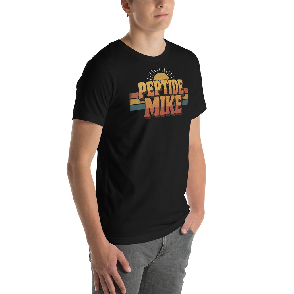 Peptide Mike Tee – 70s Sunset, Black, right front