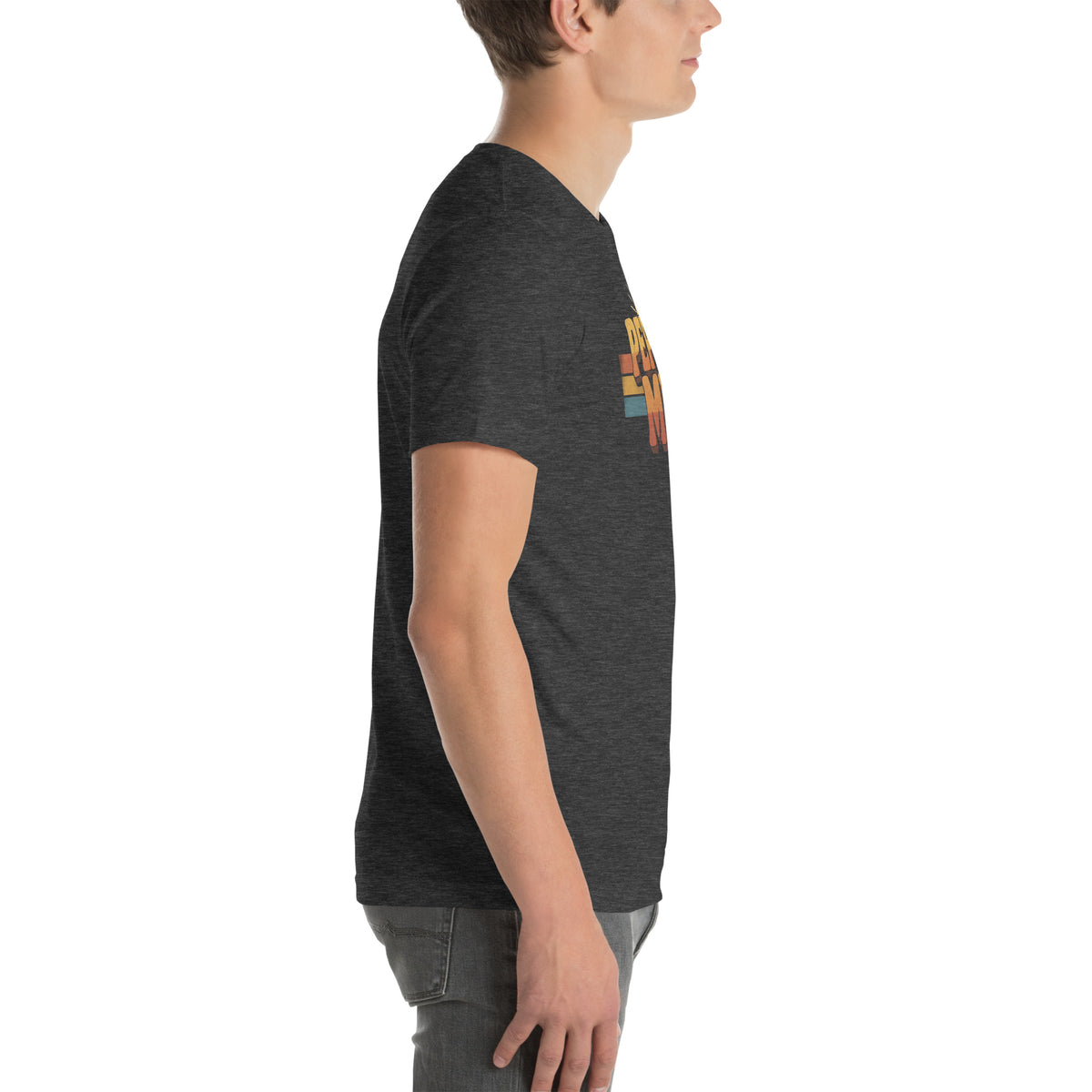 Peptide Mike Tee – 70s Sunset, Dark Grey Heather, right