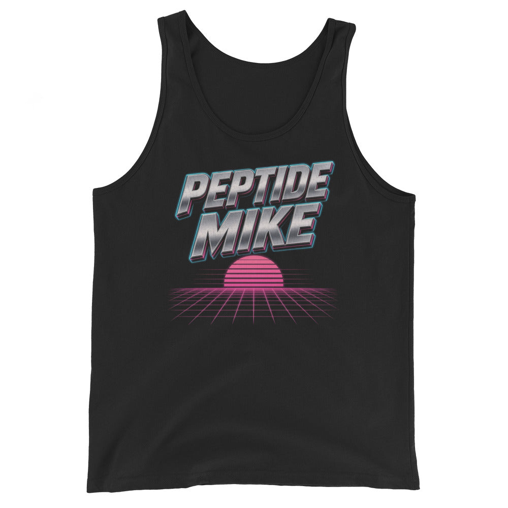 Peptide Mike Tank – 80s Neon, Black, front